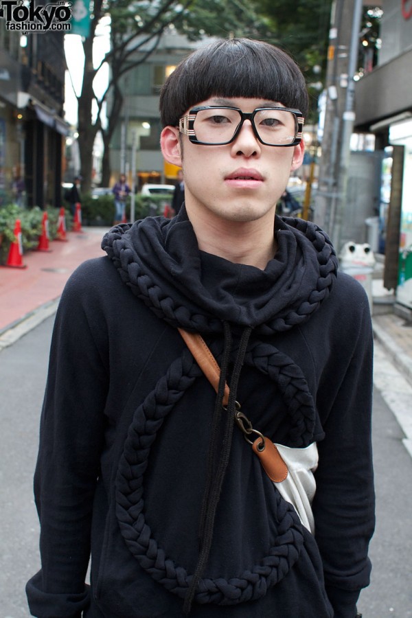 Large glasses & braid-trimmed top