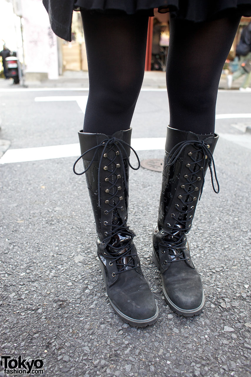 timberland black high boots