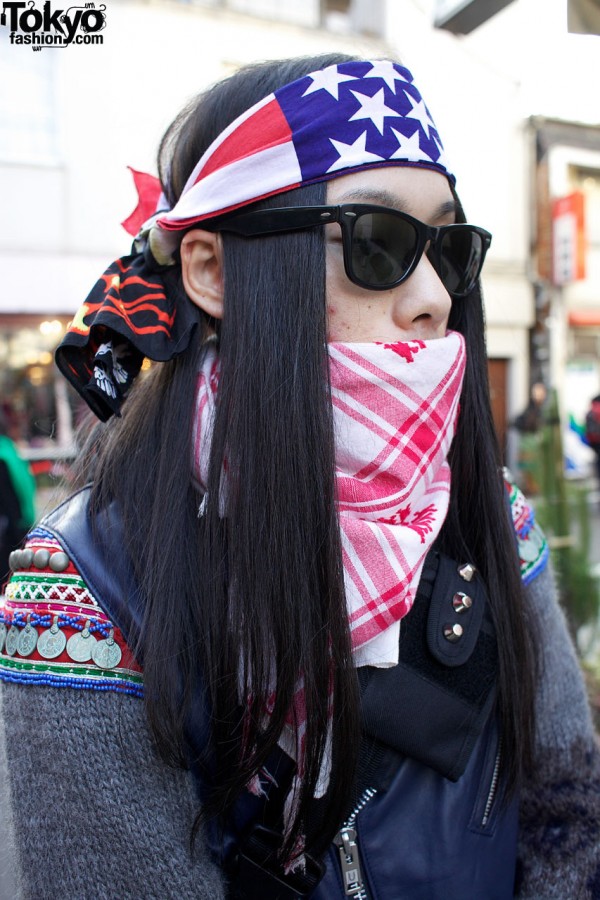 Long hair & scarf