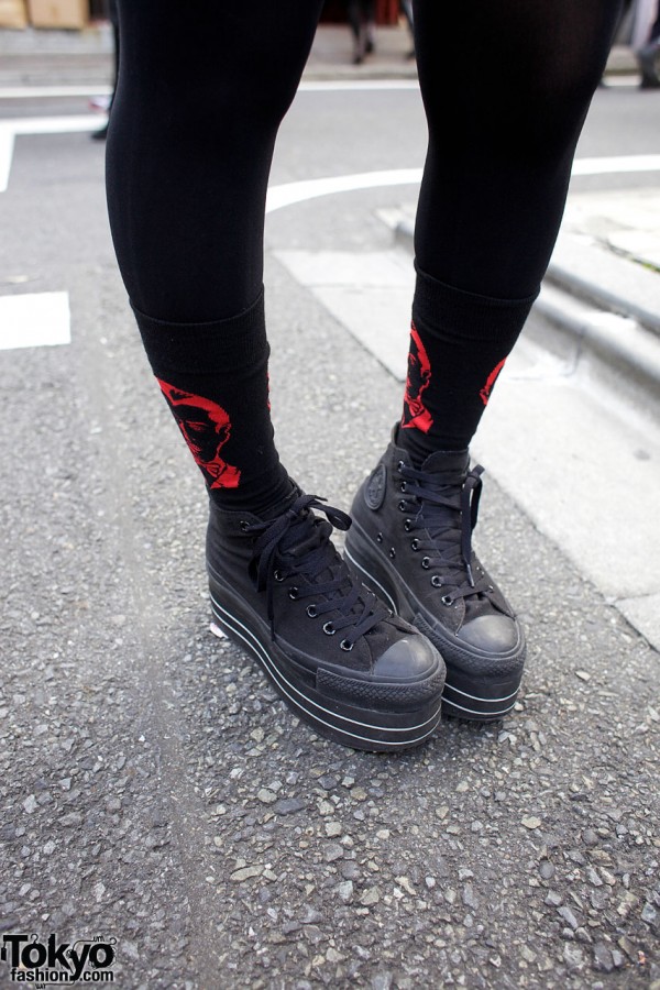 Black tights & platform sneakers