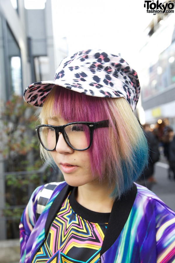 Multi-colored hair & large glasses