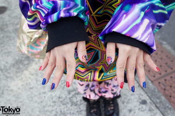 Red & blue nail polish