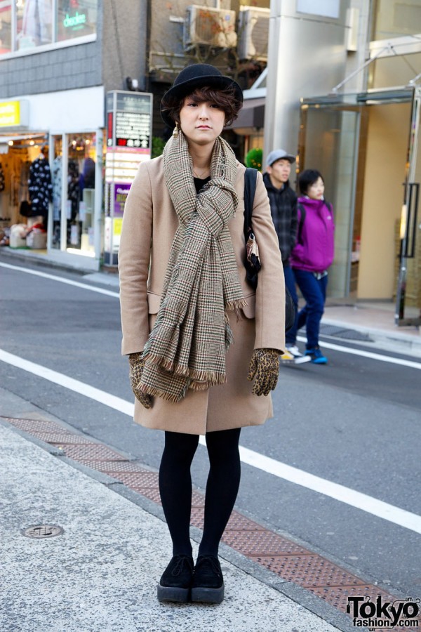 Derby Hat, Leopard Print Gloves & Bottle Earring