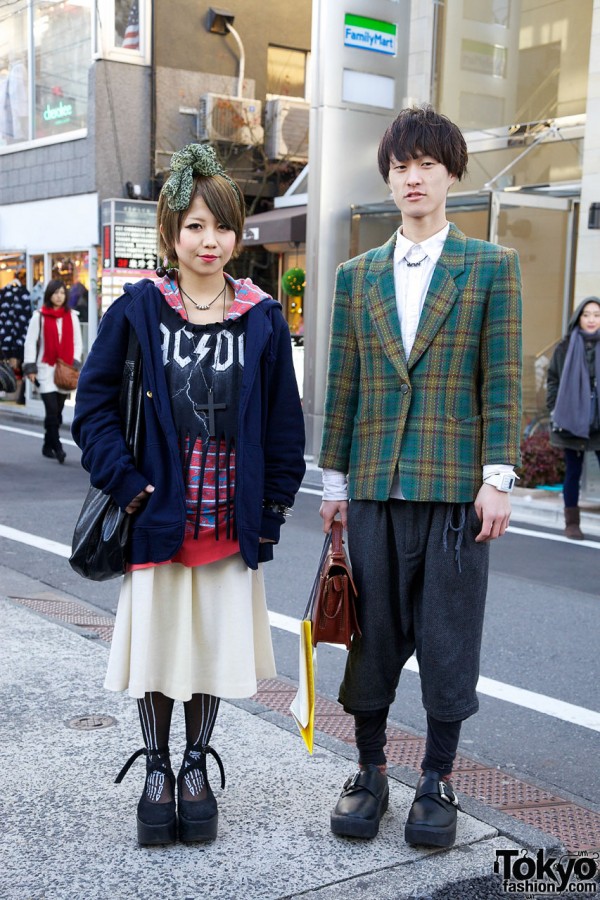 Tokyo Bopper Shoes, Skeleton Tights & Plaid Blazer