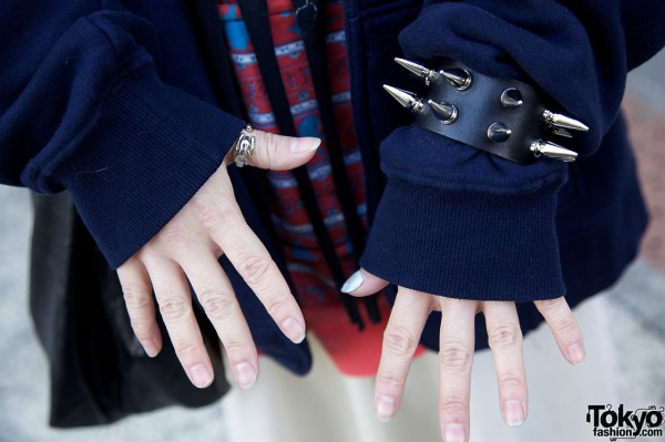 Silver ring & spiked wristband