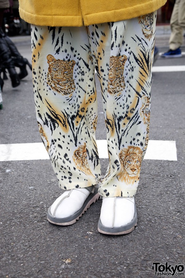 Business As Usual jungle print pants & white shoes