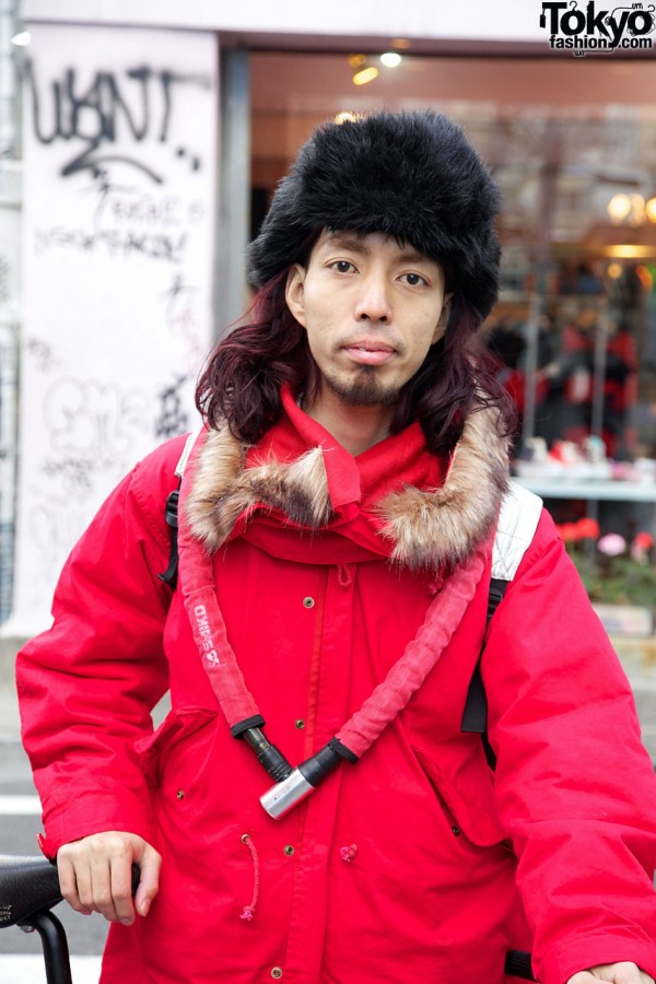 Fur-trimmed parka & fur hat