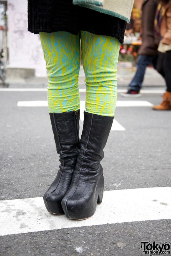 Black platform boots