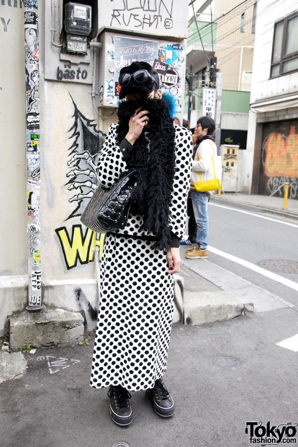 Polka Dot Suit & Furry Cap in Harajuku