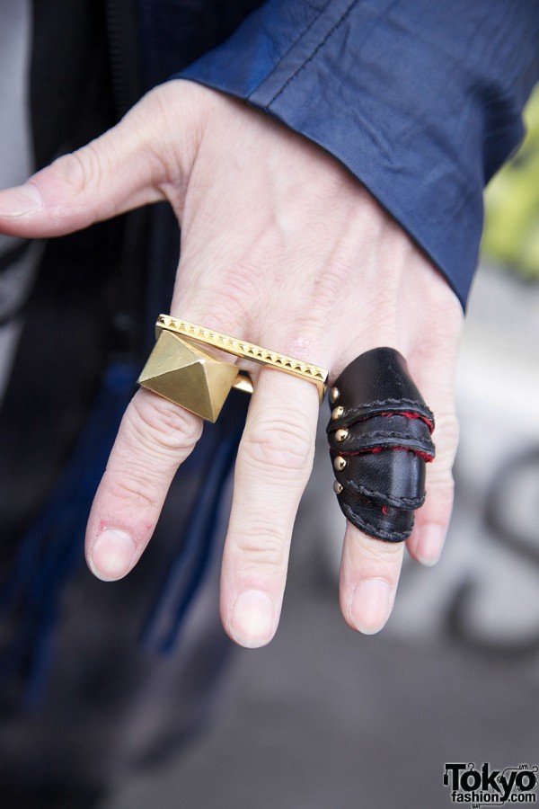 Gold & leather rings