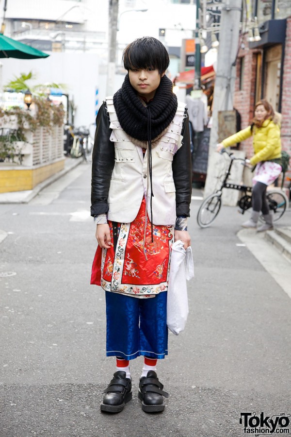 Silk Robe, Leather Jacket & Studded Vest