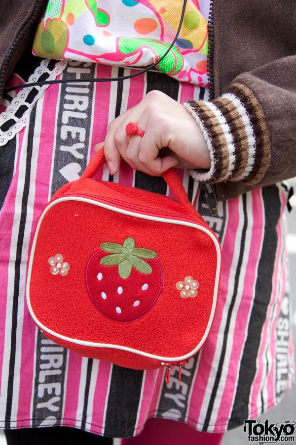 Small purse with strawberry applique