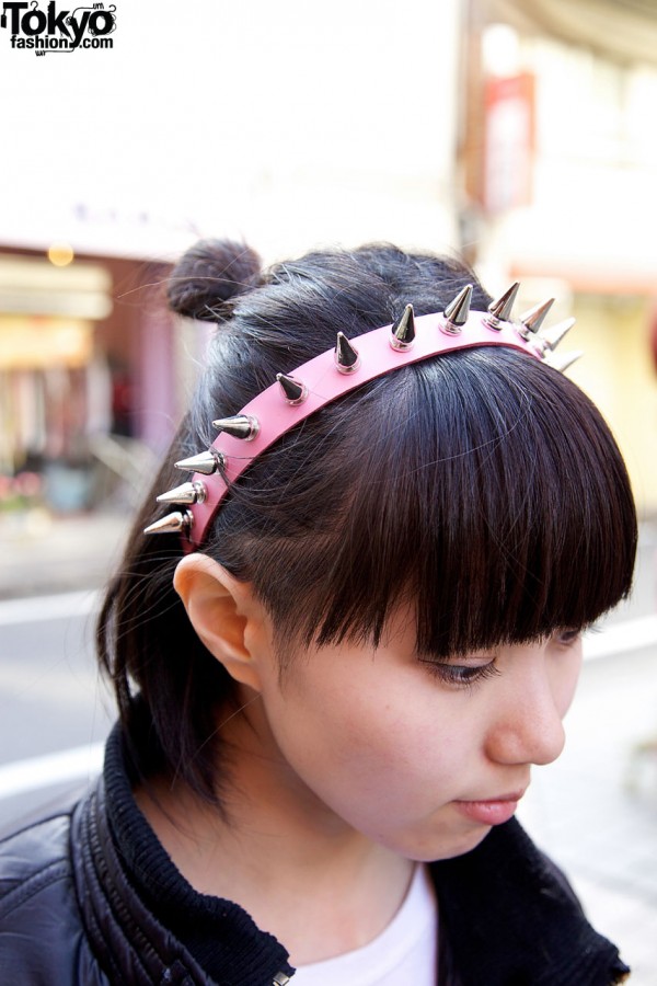 Pink headband with spikes