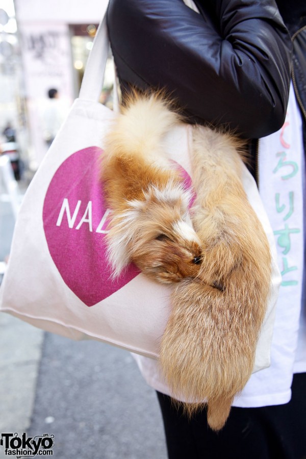 Nadia bag with fox furs