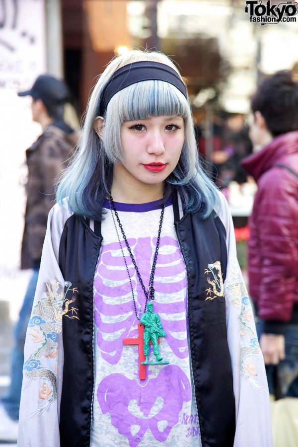 Silver hair & skeleton t-shirt