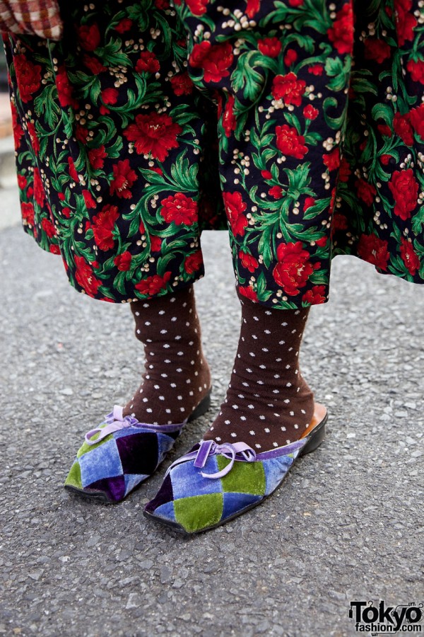 Polkadot socks & patchwork slippers