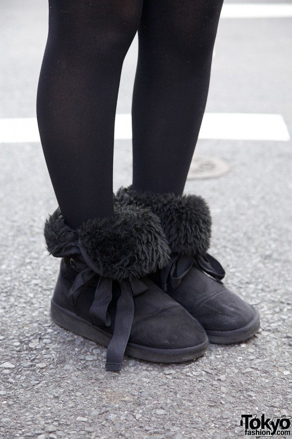 Black suede & fur boots