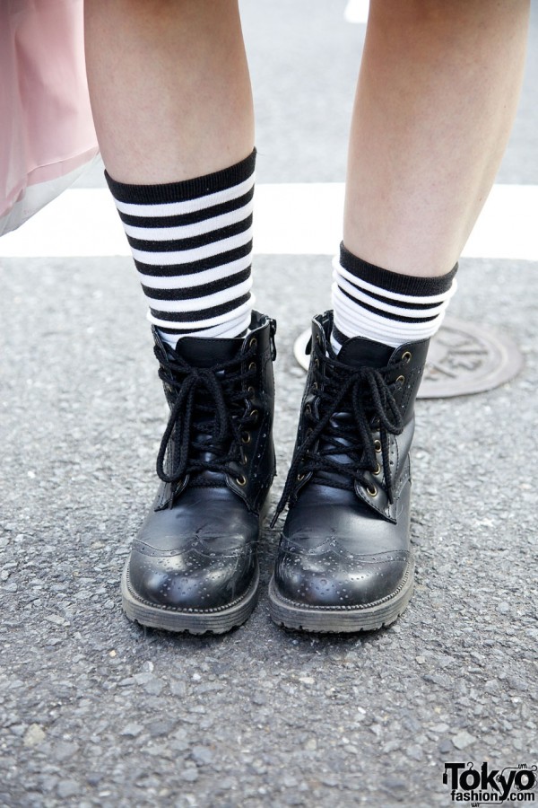 Striped socks and short boots