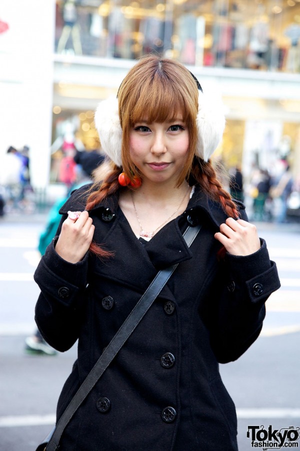 Black jacket & furry earmuffs