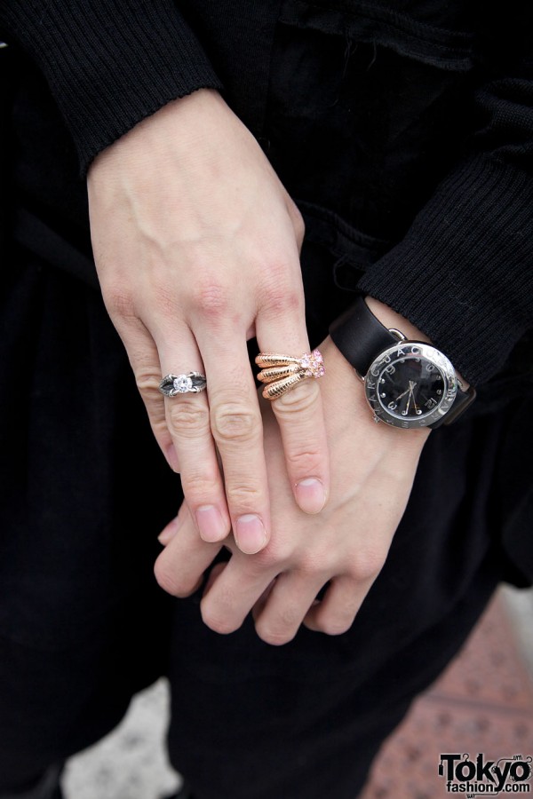 Silver & gold rings with Marc Jacobs watch