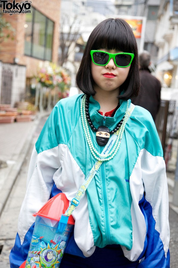 Lime green sunglasses & track jacket