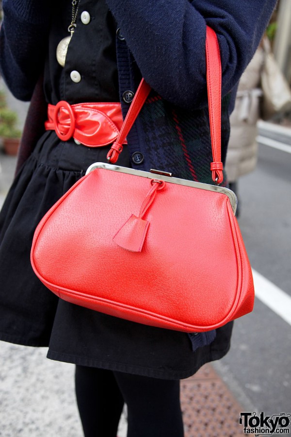 Vintage red leather handbag