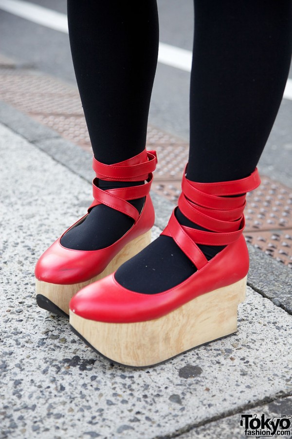 Red rocking horse shoes with ankle straps