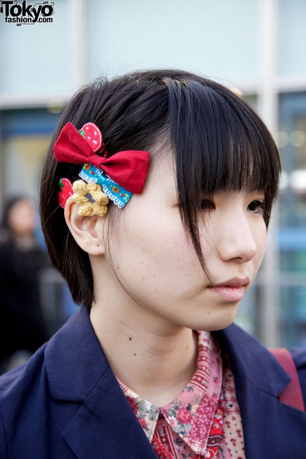 Hair bows, crochet flower & strawberries
