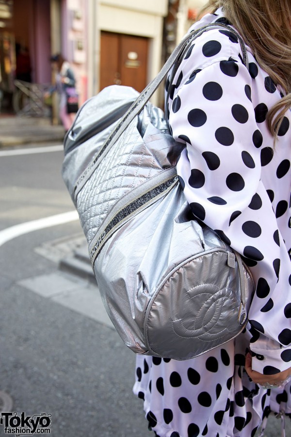 Silver Chanel duffel bag