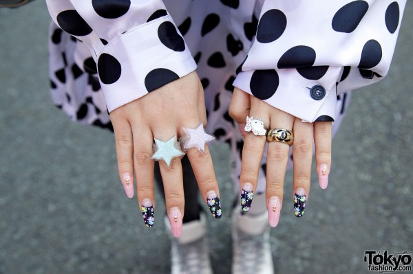 Embellished nails with Chanel & Monomania rings