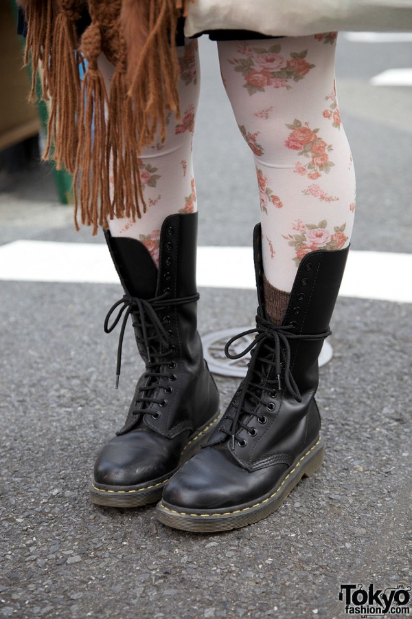 Flowered tights & Dr. Martens boots