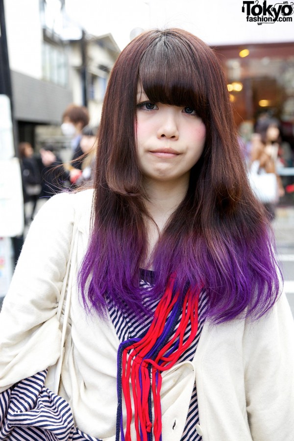 Purple-tipped hair