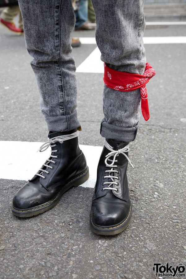 Dr. Martens boots & red bandana