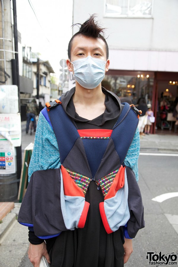 Designer in patchwork top in Harajuku