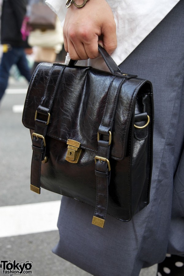 Leather satchel in Harajuku