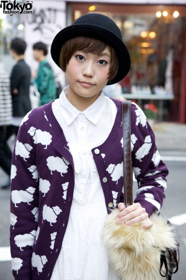 White dress & purple Romantic Standard Sweater