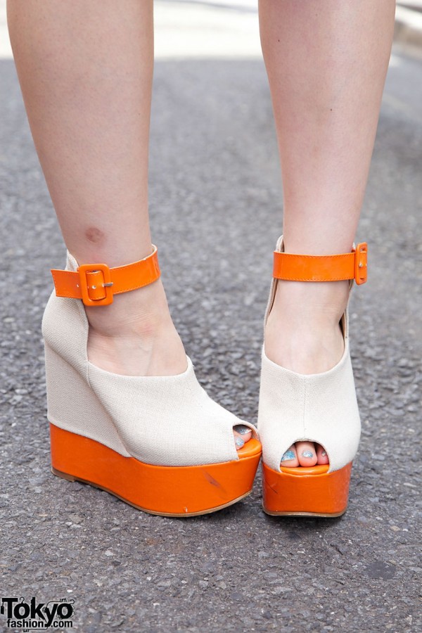 Top Shop orange & white platform shoes