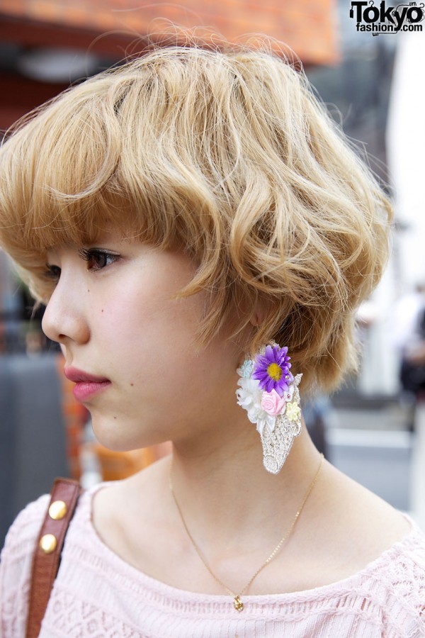 Flower basket earring