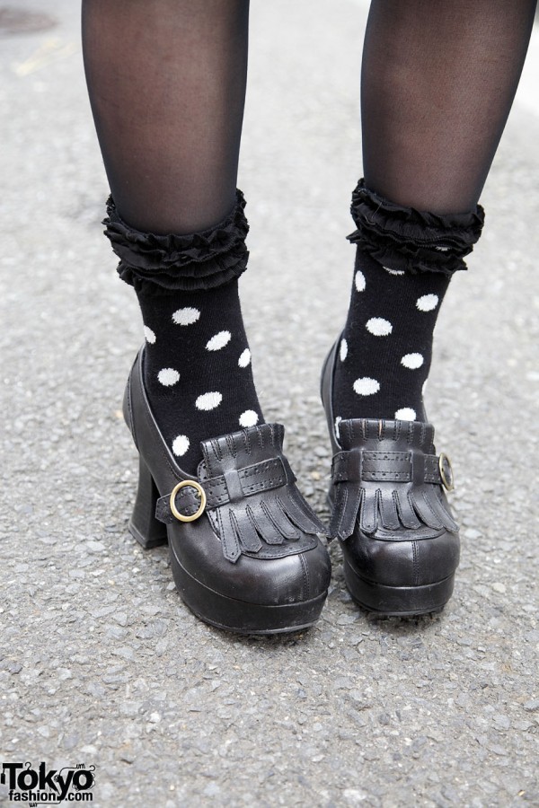 Polka dot socks & platform shoes