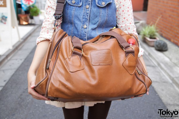 Oversized leather bag from Koenji resale shop