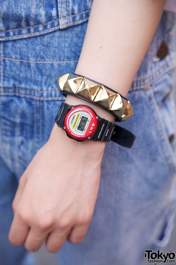 Timeco sports watch & studded bracelet