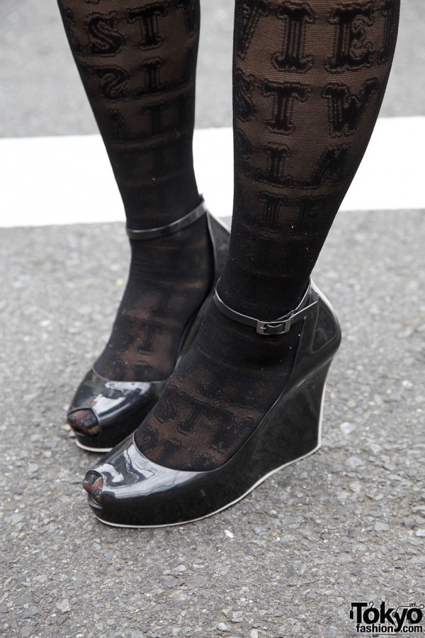 Vivienne Westwood Logo Stockings & Melissa Wedge Shoes