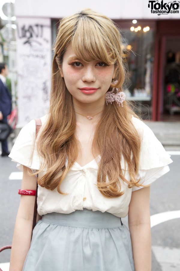 Charles Anastase blouse & red bangle