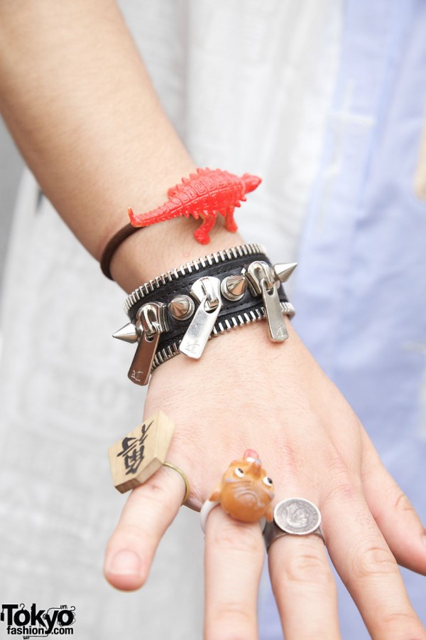 Plastic toy bracelet & metal wristband