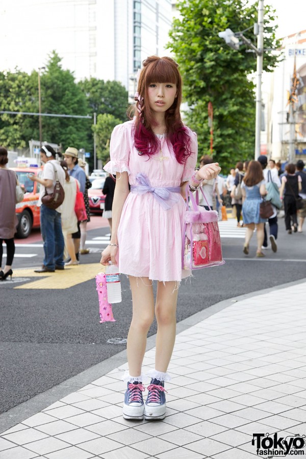 Girl w/ Magenta-Tipped Hair in Frayed Resale Dress