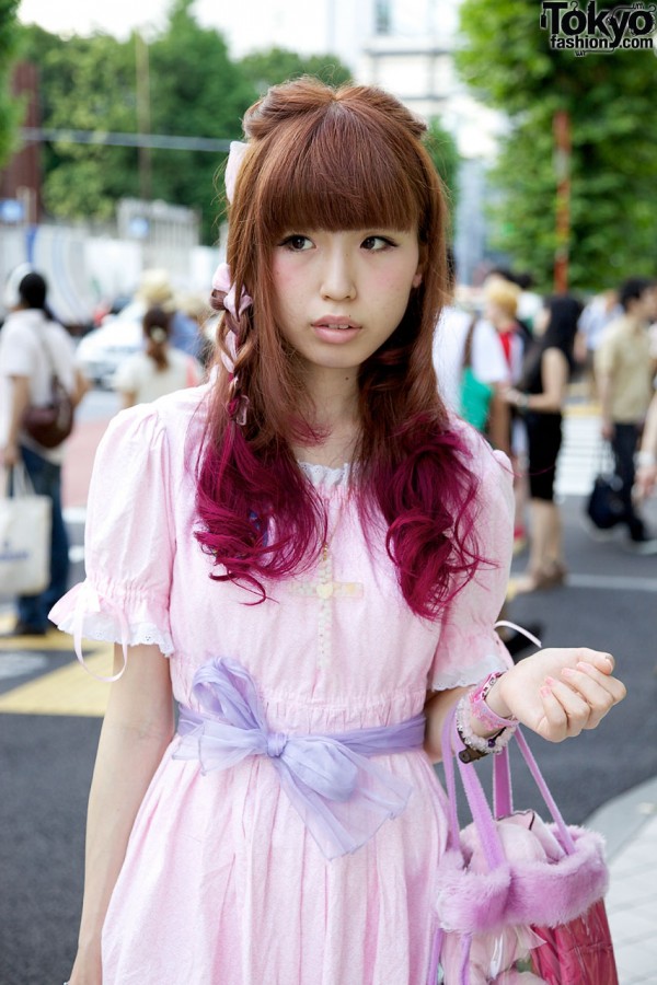 Pink dress & lavender sash