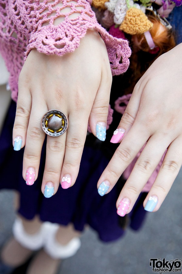 Embellished nails & pewter ring