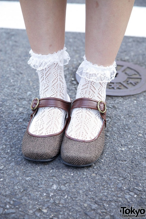 Woven Mary Janes w/ lace socks