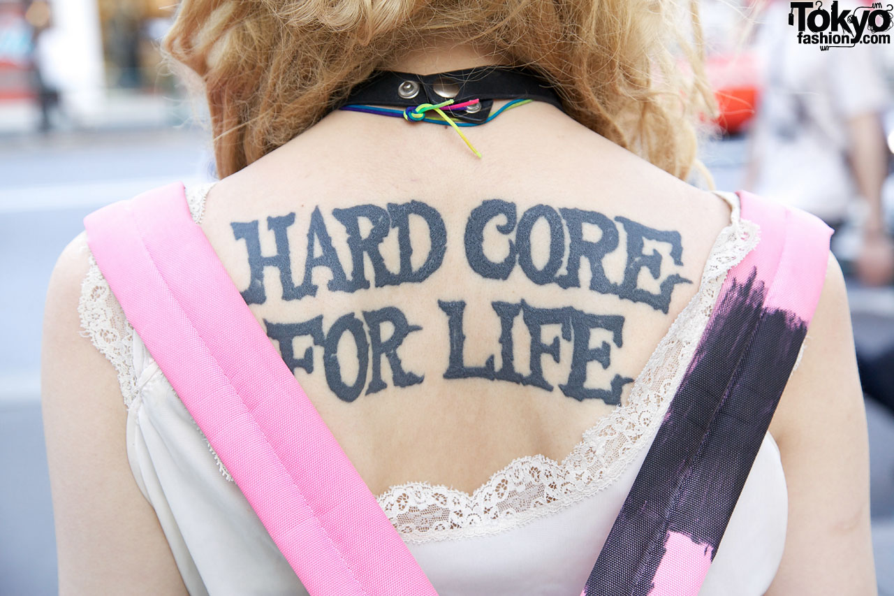 DJ Kanons Hardcore For Life Back Tattoo in Harajuku