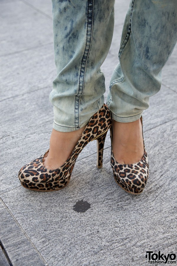 Leopard print stilettos & Diesel jeans